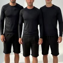 Kit 3 Camisetas Manga Longa Dry Fit Masculina Com Elastano Proteção UV Anti Transpiração Secagem Rápida Para Treino Corrida Fitness e Academia - Uper