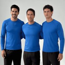 Kit 3 Camisetas Manga Longa Masculina Dry Fit Com Elastano Conforto UV Tecido Fresco Secagem Rápida Para Esportes Trabalho e Uso Diário - Uper