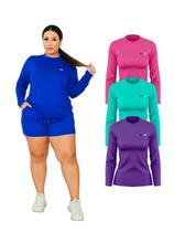 Kit 3 Camisetas Manga Longa Proteção UV FPS50 Feminina Plus Size