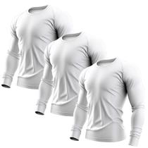 KIT 3 Camisetas Manga Longa Térmica Proteção Solar UV +50 Dry Fit Tecido Leve Cor Básica Calor Verão - Primus