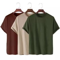 Kit 3 Camisetas Masculina 100% Algodão Básica Lisa Gola Redonda Varias Cores Envio Imediato