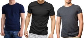 Kit 3 Camisetas Masculina Algodao Casual Basica Slim Fit