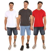 Kit 3 Camisetas Masculina Camisa 100% algodão lisa Gola Redonda