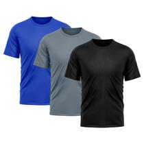 Kit 3 Camisetas Masculina Dry Fit Proteção Solar UV Básica Lisa Treino Academia Passeio Fitness Ciclismo Camisa - Whats Wear