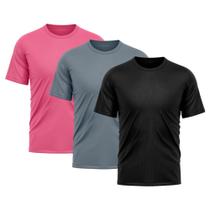 Kit 3 Camisetas Masculina Dry Fit Proteção Solar UV Básica Lisa Treino Academia Passeio Fitness Ciclismo Camisa