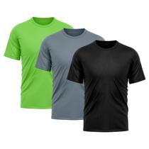 Kit 3 Camisetas Masculina Dry Fit Proteção Solar UV Básica Lisa Treino Academia Passeio Fitness Ciclismo Camisa