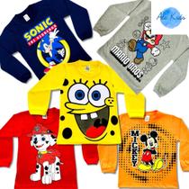 Kit 3 Camisetas Masculina Infantil Manga Longa 100% Algodão do TAM 4 ao 12 Anos Kit 3 Camisetas Masculina Infantil Manga Longa 100% Algodão do TAM 4 ao 12 Anos