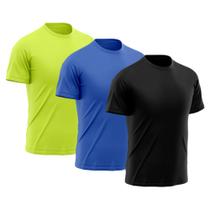 Kit 3 Camisetas Masculina Manga Curta Good Look Dry Fit Proteção Solar UV Fitness Academia Treino Camisa Confortável