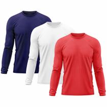 Kit 3 Camisetas Masculina Proteção Solar Uv Manga Longa Segunda Pele