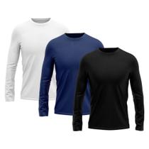 Kit 3 Camisetas Masculina Proteção UV Solar Camisa Térmica Dry Fit Praia Ciclismo Bike Esporte