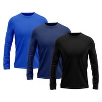 Kit 3 Camisetas Masculina Proteção UV Solar Camisa Térmica Dry Fit Praia Ciclismo Bike Esporte