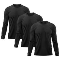 Kit 3 Camisetas Masculina Térmica Proteção Solar UV 50/ Treino Academia Esporte Dry Manga Longa