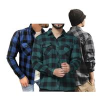 Kit 3 Camisetas Masculina Xadrez Flanelada Manga Longa PREMIUM