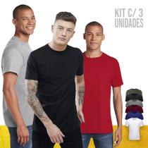 Kit 3 Camisetas Masculinas ALGODÃO Slim Fit Básica T Shirt Camisa Academia Corrida Casual 667