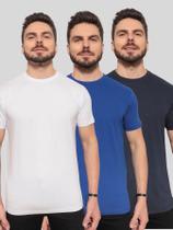 Kit 3 Camisetas Masculinas Básicas 100% Algodão ConfortávelLinhaPremium Branco Azul Marinho e Azul Royal Kit 3 Camisetas Masculinas Básicas 100% Algodão ConfortávelLinhaPremium Branco Azul Marinho e Azul Royal