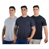 Kit 3 Camisetas Masculinas Básicas Algodão Premium TRV