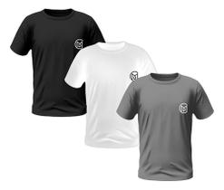 Kit 3 Camisetas Masculinas Manga Curta Bordada Premium (pret
