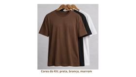 Kit 3 Camisetas Masculinas Oversized Cores Lisa