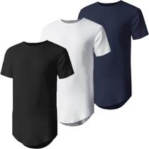 Kit 3 Camisetas Masculinas Oversized Long Line Slim Fit