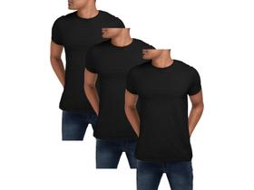 Kit 3 Camisetas Masculinas Pretas Básicas Algodão Preta Kit 3 Camisetas Masculinas Pretas Básicas Algodão Preta