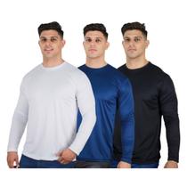 Kit 3 Camisetas Masculinas Segunda Pele Térmica 50 UV Dry