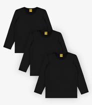 Kit 3 Camisetas Menina Manga Longa Térmicas Rovi Kids Preto Kit 3 Camisetas Menina Manga Longa Térmicas Rovi Kids Preto