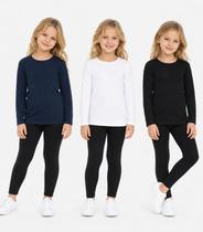 Kit 3 Camisetas Menina Manga Longa Térmicas Rovi Kids Sortidas