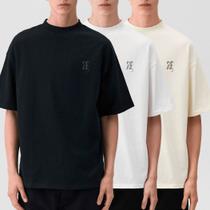 Kit 3 Camisetas Oversized Basic Streetwear 100% Algodão Estampada Minimal Logo Unissex