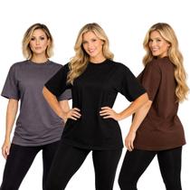 Kit 3 Camisetas Oversized Feminina
