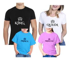 Kit 3 Camisetas Pai Mãe Filho Bebê King Queen Princess Kit 3 Camisetas Pai Mãe Filho Bebê King Queen Princess