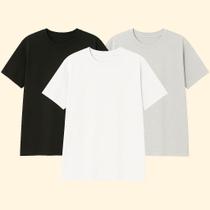 Kit 3 Camisetas Plus Size Lisa Básica Tamanho Grande Masculina Algodão G1 G2 G3 Qualidade Premium Di