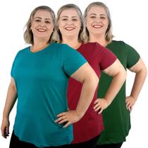 Kit 3 Camisetas Plus Size T-Shirt Lisas