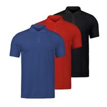 Kit 3 Camisetas Polo Masculina Tecido Piquet G1, G2, G3