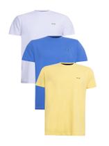 Kit 3 Camisetas Premium Brasil Branco Azul Amarelo