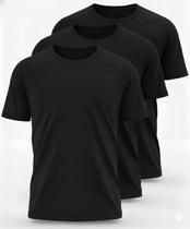 Kit 3 Camisetas Preta Masculina Lisa Básica 100% Algodão Kit 3 Camisetas Preta Masculina Lisa Básica 100% Algodão