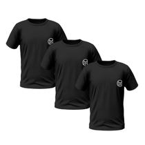 Kit 3 Camisetas Preta Masculinas Manga Curta Bordada Premium