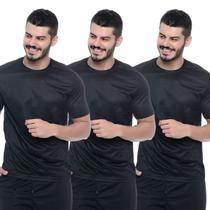 Kit 3 Camisetas Pretas DryFit Masculina Academia Modelagem SlimFit 100%Poliester