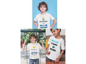 Kit 3 Camisetas Promovido a Irmão Mais Velho Branca Kit 3 Camisetas Promovido a Irmão Mais Velho Branca