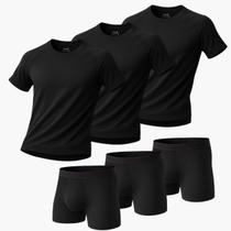 Kit 3 Camisetas Raglan Dry Fit 3 Cuecas Boxer Masculinas Kit 3 Camisetas Raglan Dry Fit 3 Cuecas Boxer Masculinas