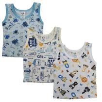 Kit 3 Camisetas Regata Bebê Estampadas 100 Algodão Conforto Kit 3 Camisetas Regata Bebê Estampadas 100 Algodão Conforto