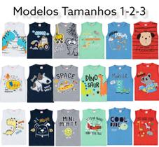Kit 3 Camisetas Regata Infantil Juvenil Masculino 1 a 16
