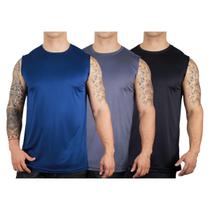 Kit 3 Camisetas Regata Masculina Dry Fit Esporte Proteção UV - TRV