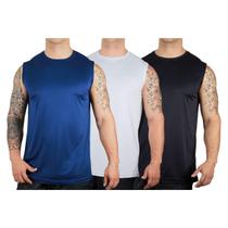 Kit 3 Camisetas Regata Masculina Dry Fit Esporte Proteção UV - TRV