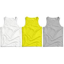 Kit 3 Camisetas Regatas Básicas Masculina Lisas 100% Algodão Premium