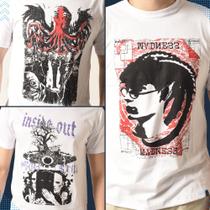 Kit 3 camisetas surrealistas algodão branca retro premium