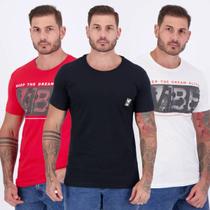 Kit 3 Camisetas Vibe Branca Preta e Vermelha
