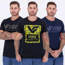 Kit 3 Camisetas Vibe Preta e Marinho