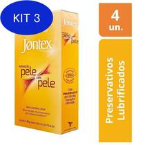Kit 3 Camisinha Jontex Pele Com Pele Com 4 Preservativos