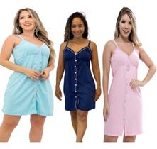 Kit 3 Camisola Feminina Pós Cirúrgico Com Botões Maternidade Hospitalar Aberta na Frente
