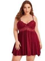 Kit 3 Camisola Sexy Plus Size de Renda Sem Bojo Linha Noite Pijama Verão